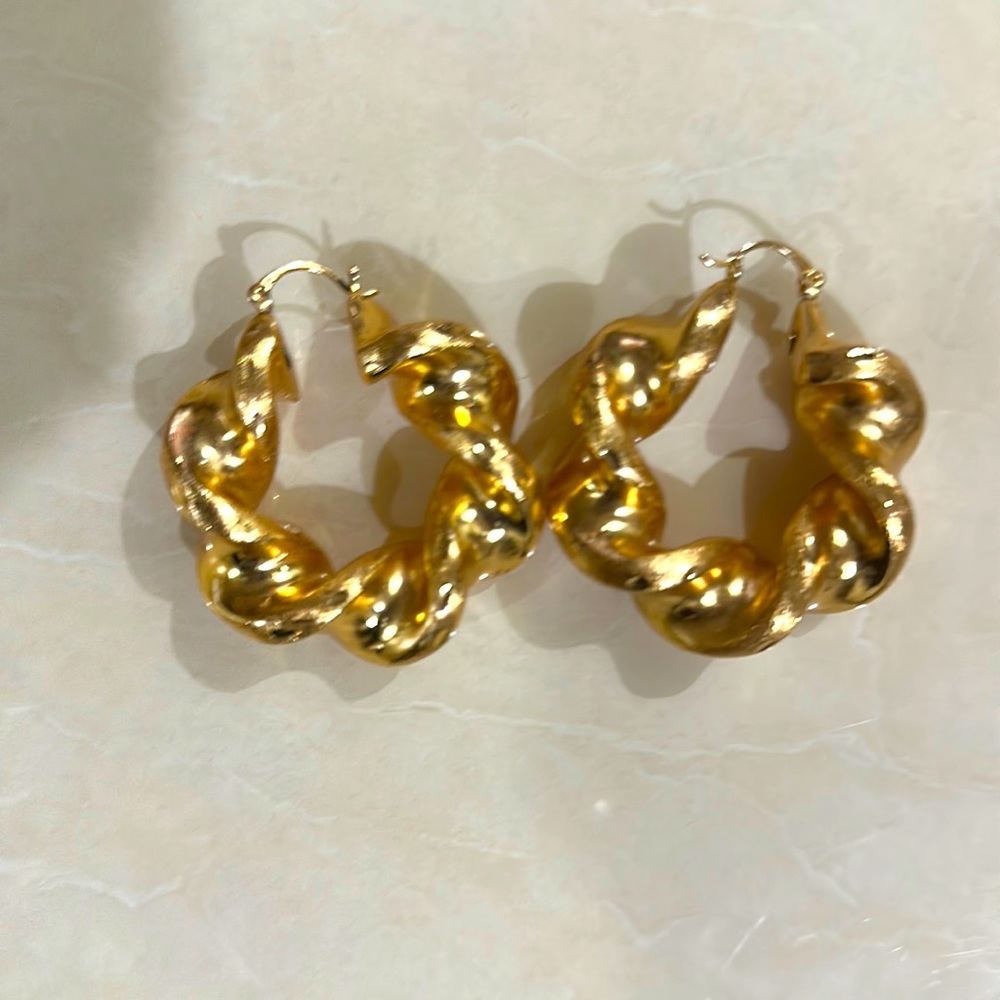 Large Gold Tone Loop Fashion Earrings
